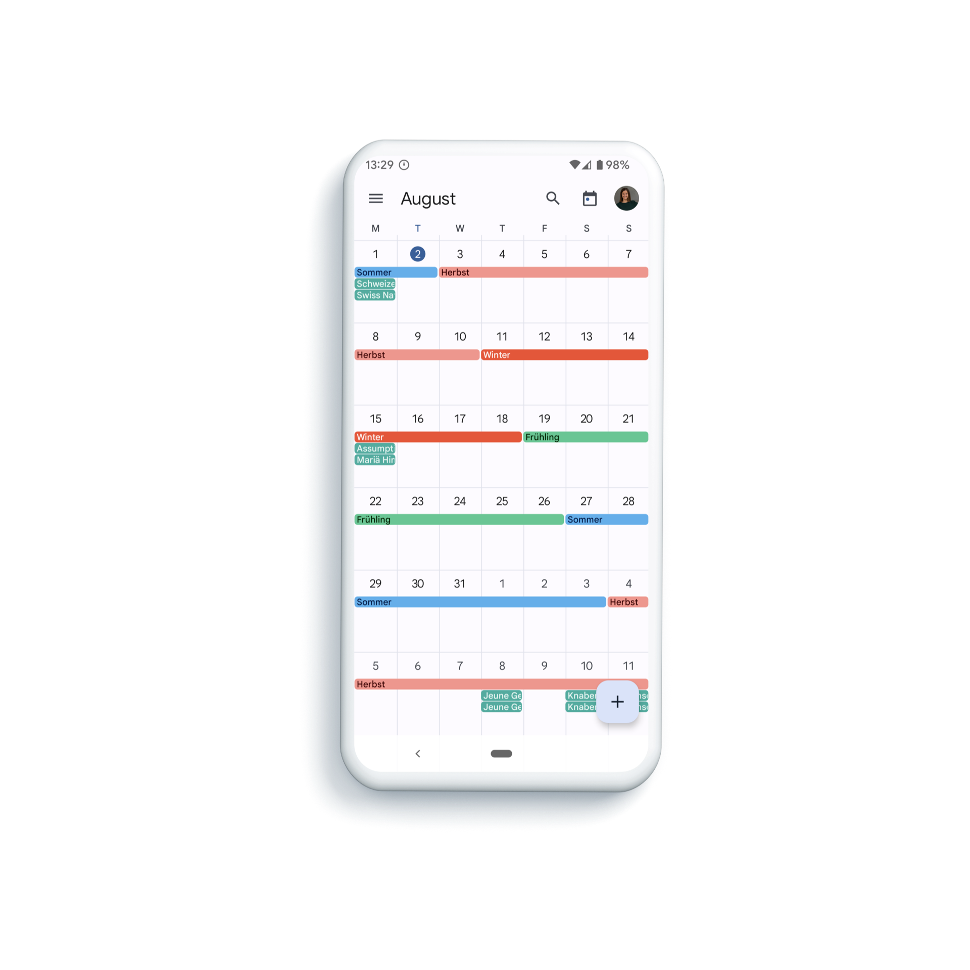 Screenshot der Google Calendar Integration mit Zyklus-Tracking